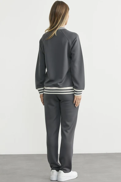 Şerit Detaylı Scuba Eşofman Takım - Antrasit - Resim 7