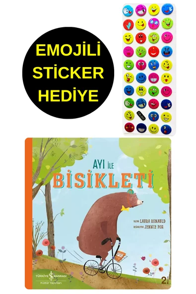 EMOJİLİ  STİCKER HEDİYE  - OKUL ÖNCESİ RESİMLİ KİTAPLAR  - AYI İLE BİSİKLETİ ürün görseli