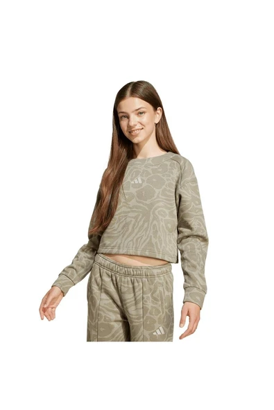 adidas  Çocuk Yeşil  Sweatshirt JG FI AOP TOP JW7543 - Resim 2