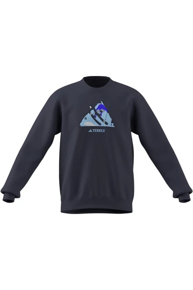 adidas Erkek  Mavi  Sweatshirt SNOW CREW KE2318 - Resim 9