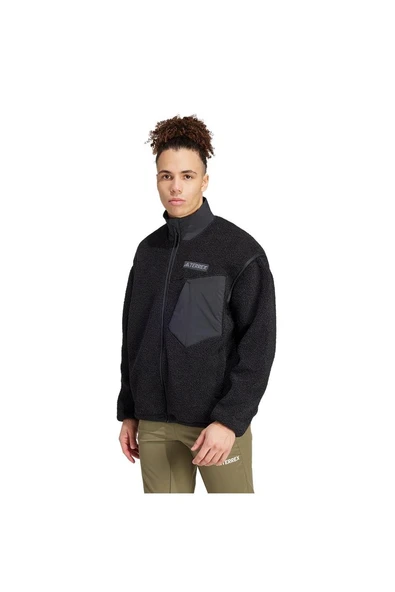 adidas  Erkek Siyah  Ceket XPL PILE FL JKT IZ4995 - Resim 4