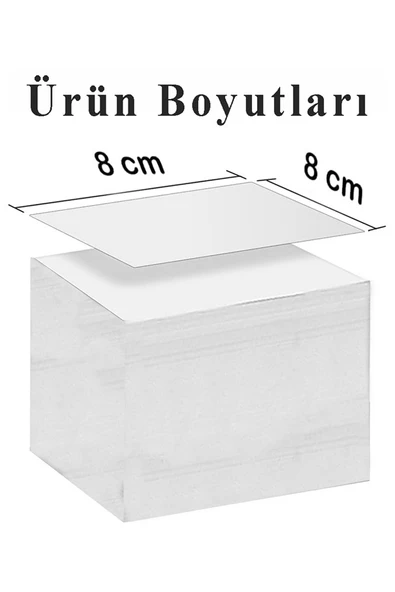 Masaüstü Küp Blok Not Kağıdı 10 Paket 8x8 cm Beyaz Küp Not Kağıdı Kare Kağıt Beyaz Boş Kağıt 400 Yaprak Hatırlatma Ofis - Resim 2
