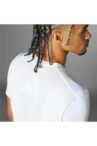 adidas Erkek  Beyaz  T-shirt AIRCHILL TEE JE5747 - Resim 12