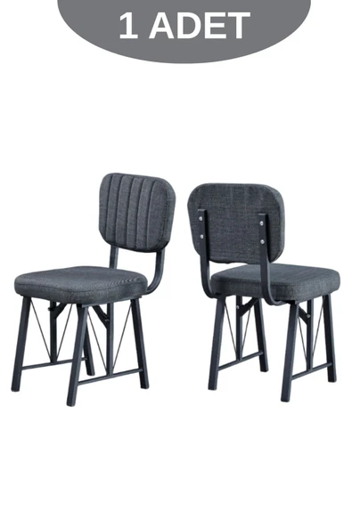 Elfin Mutfak Sandalyesi Yemek Odası Bahçe Balkon Otel Restoran Kafe Sandalyesi - 1 Adet - Antrasit - 2