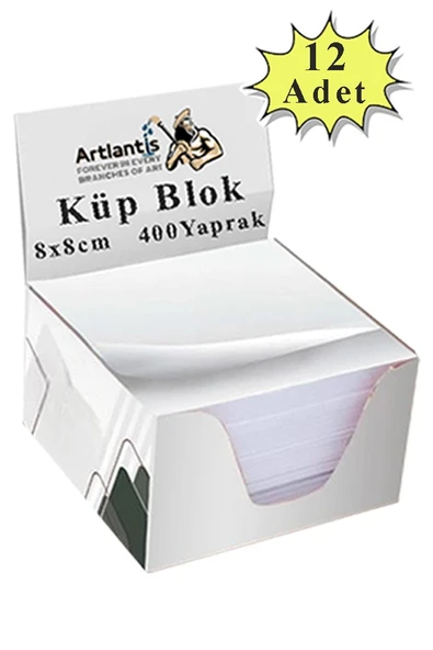 Masaüstü Küp Blok Not Kağıdı 12 Paket 8x8 cm Beyaz Küp Not Kağıdı Kare Kağıt Beyaz Boş Kağıt 400 Yaprak Hatırlatma Ofis ürün görseli
