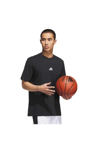 adidas  Erkek Siyah  T-shirt BB FOUND TEE JX0083 - Resim 5