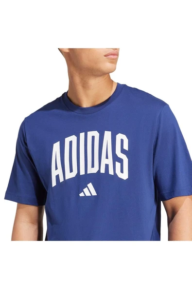 adidas  Erkek  Mavi  T-shirt M COLLEGIATE T JM6417 - Resim 5