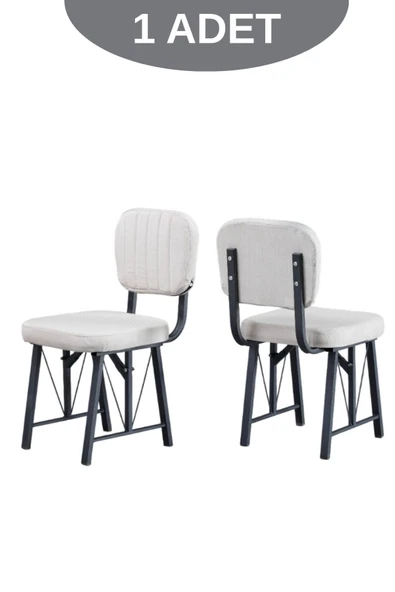 Elfin Mutfak Sandalyesi Yemek Odası Bahçe Balkon Otel Restoran Kafe Sandalyesi - 1 Adet - Krem - 2