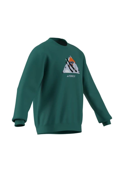 adidas  Erkek Yeşil  Sweatshirt SNOW CREW KE2319 - Resim 5