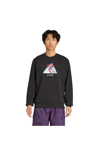 adidas Erkek  Siyah  Sweatshirt SNOW CREW KE2320 - Resim 2