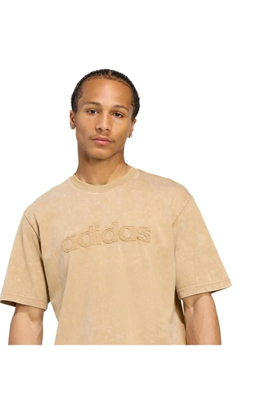 adidas Erkek  Kahverengi  T-shirt WASHED TEE JY2811 - Resim 6