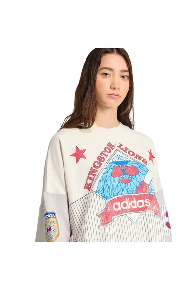 adidas Kadın  Gri  Sweatshirt BASEBALL CREW JW0150 - Resim 5