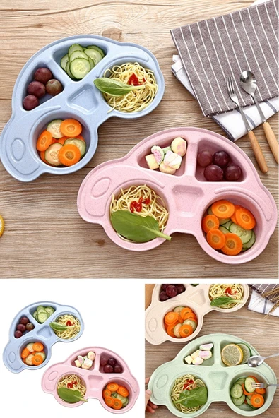 NACTUMU Sevimli Araba Şeklinde Bebek Mama Tabağı, Çocuklar İçin Eğlenceli Tabldot - Resim 2