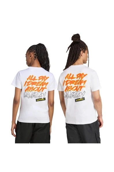 adidas Erkek  Beyaz  T-shirt U SNOW T JM6361 - Resim 7