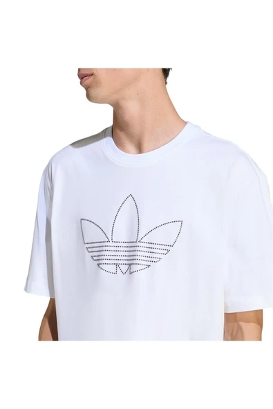 adidas Erkek  Beyaz  T-shirt STUDDED TEE JY2805 - Resim 6