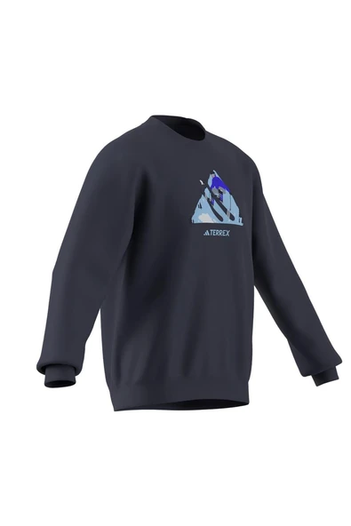 adidas Erkek  Mavi  Sweatshirt SNOW CREW KE2318 - Resim 10