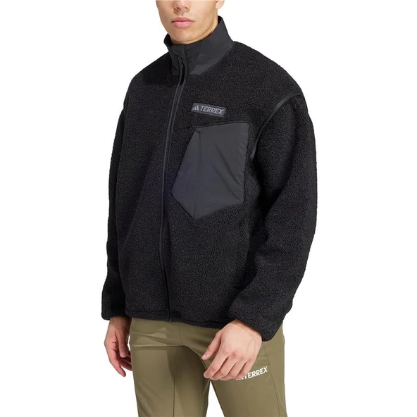 adidas  Erkek Siyah  Ceket XPL PILE FL JKT IZ4995 - Resim 7