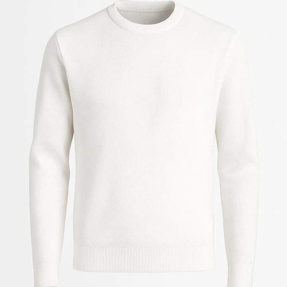 Slim Fit Bisiklet Yaka Uzun Kol Erkek Triko - 7426 - 2