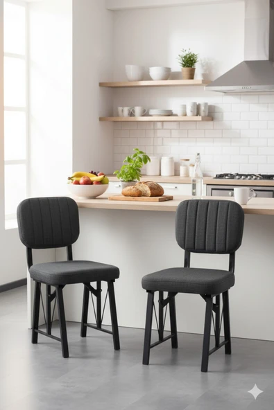 Elfin Mutfak Sandalyesi Yemek Odası Bahçe Balkon Otel Restoran Kafe Sandalyesi - 1 Adet - Antrasit