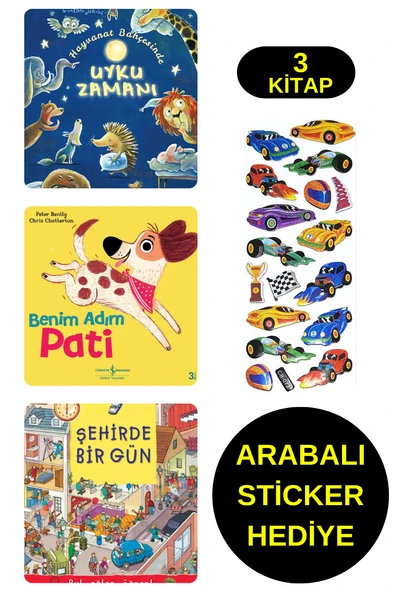 ARABALI STİCKER HEDİYELİ - OKUL ÖNCESİ RESİMLİ KİTAPLAR – HAYVANAT BAHÇESİNDE UYKU ZAMANI - PATİ ... ürün görseli