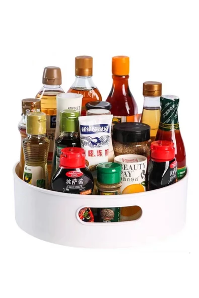 NACTUMU 360 Derece Dönen Mekanizmalı Yuvarlak Sunum ve Servis Tablası, Pratik Organizer - Resim 2