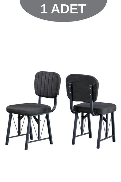 Elfin Mutfak Sandalyesi Yemek Odası Bahçe Balkon Otel Restoran Kafe Sandalyesi - 1 Adet - Siyah - 2
