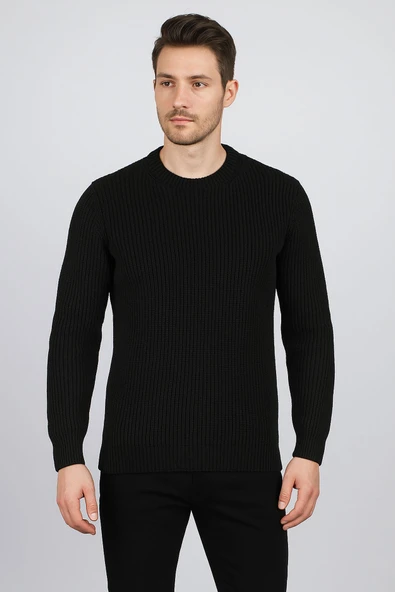 Huffa Slim Fit Bisiklet Yaka Uzun Kol Erkek Triko - 7429 - 5