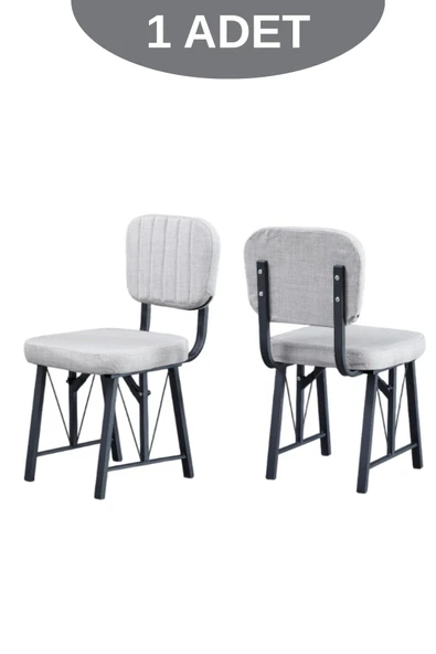 Elfin Mutfak Sandalyesi Yemek Odası Bahçe Balkon Otel Restoran Kafe Sandalyesi - 1 Adet - Gri - 2