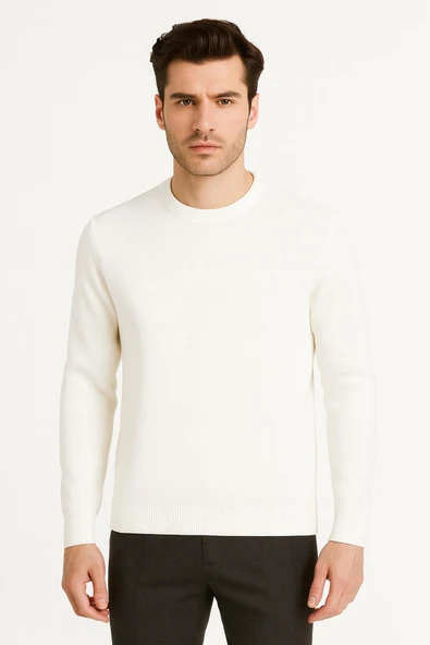 Slim Fit Bisiklet Yaka Uzun Kol Erkek Triko - 7426