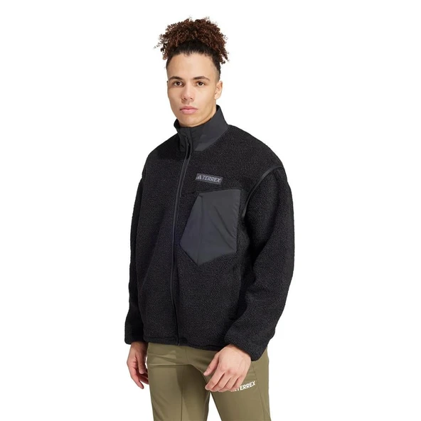 adidas  Erkek Siyah  Ceket XPL PILE FL JKT IZ4995 - Resim 6