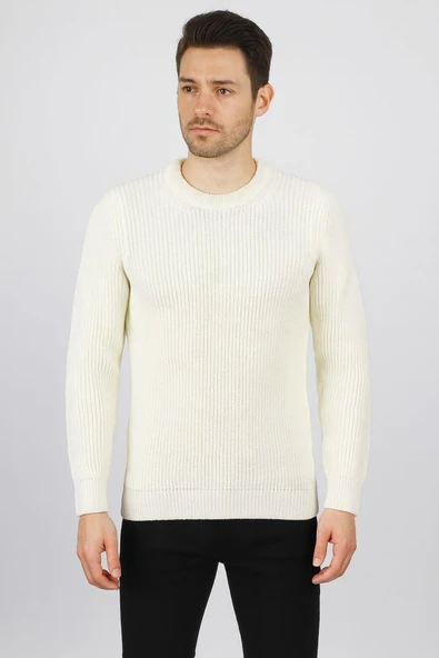 Huffa Slim Fit Bisiklet Yaka Uzun Kol Erkek Triko - 7429 - 4