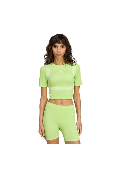 adidas Kadın Yeşil T-shirt SEAMLESS TEE JV8506 - 2