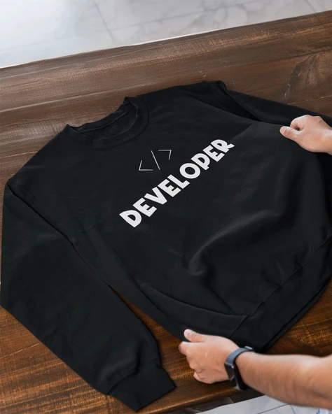 Yazılımcılara Özel Meta Developer Baskılı, Unisex, Sıfır Yaka Regular Sweatshirt, 2'li Takım - Resim 3