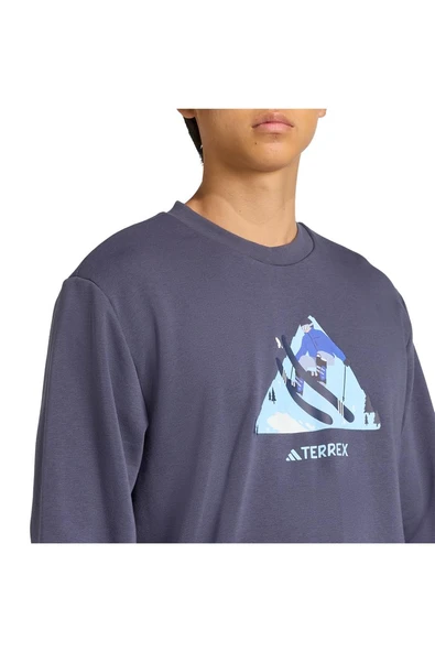 adidas Erkek  Mavi  Sweatshirt SNOW CREW KE2318 - Resim 6