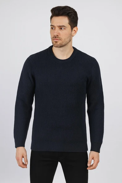 Huffa Slim Fit Bisiklet Yaka Uzun Kol Erkek Triko - 7429