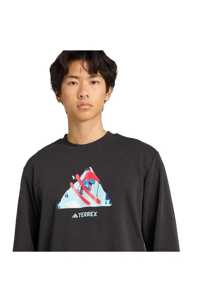 adidas Erkek  Siyah  Sweatshirt SNOW CREW KE2320 - Resim 5