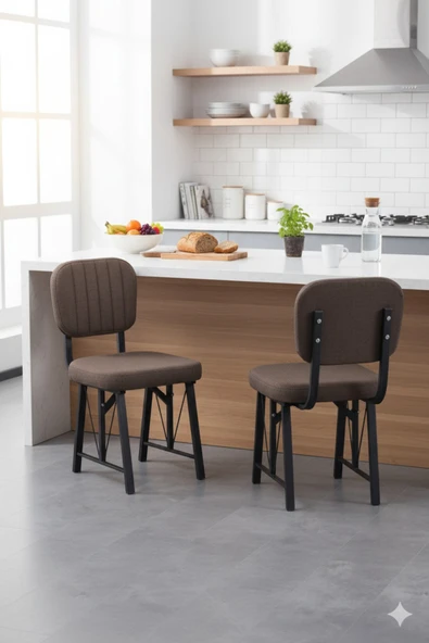 Elfin Mutfak Sandalyesi Yemek Odası Bahçe Balkon Otel Restoran Kafe Sandalyesi - 1 Adet - Kahverengi