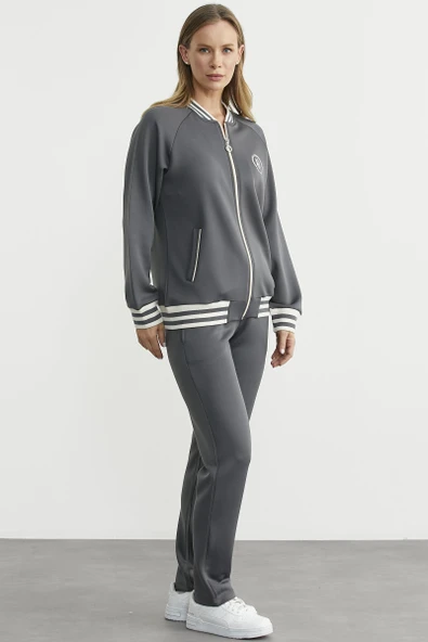 Şerit Detaylı Scuba Eşofman Takım - Antrasit - Resim 4