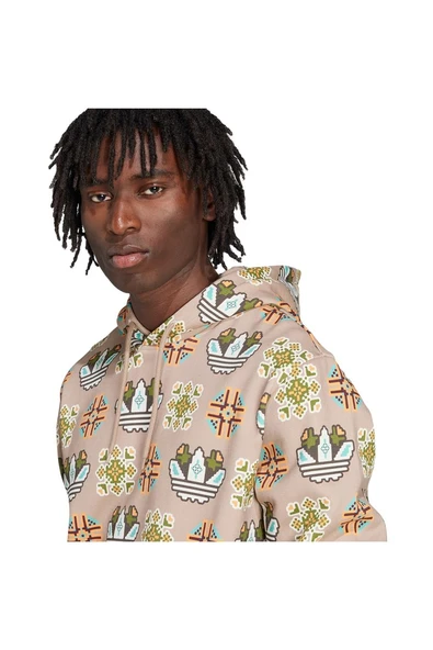 adidas Erkek  Kahverengi  Sweatshirt GRAPHIC LO HD JW1084 - Resim 6