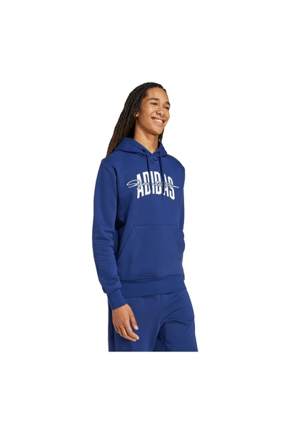 adidas  Erkek  Mavi  Sweatshirt M COLLEGIATE HD JM6428 - Resim 4