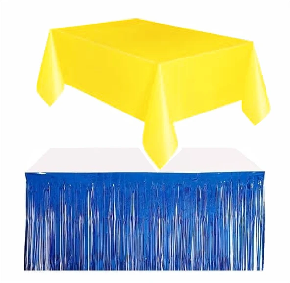 Sarı Masa Örtüsü, Lacivert Masa Eteği ürün görseli 1