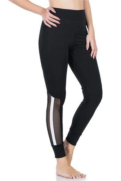 Derya Kurşun Transparan Detaylı Kadın Tayt 0605 - 3