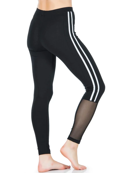 Derya Kurşun Şeritli Transparan Detaylı Kadın Tayt 0602 - Resim 2