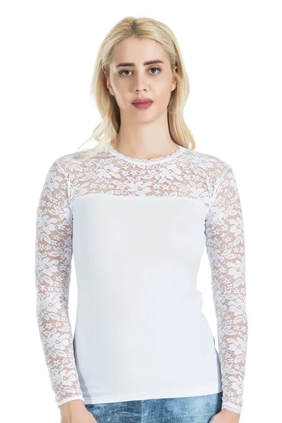 Derya Kurşun Uzun Kol Dantelli Kadın Tişört 243 ürün görseli 1