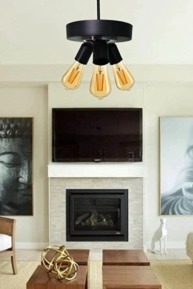 ED Troe Retro Rustil Üçlü Avize