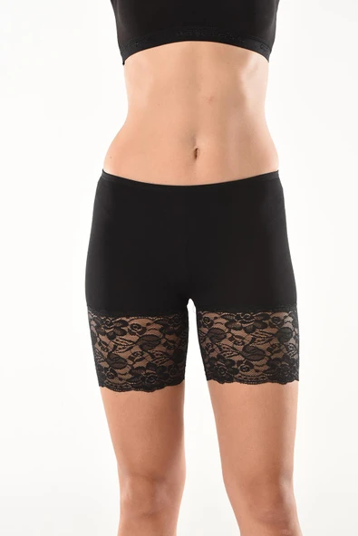 Derya Kurşun Dantelli Kısa Kadın Şort Tayt 496 - Resim 2