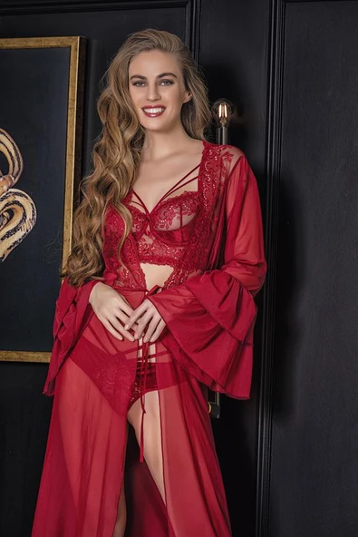 TRANSPARAN MAXİ BOY SABAHLIK BORDO (11650) - Resim 2