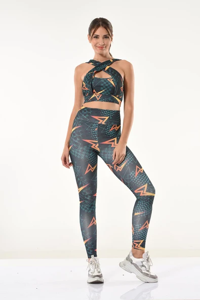 Derya Kurşun Baskılı Büstiyer Tayt Takım 531 ürün görseli