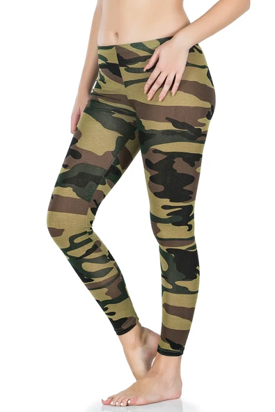 Derya Kurşun Kamuflaj Desenli Uzun Kadın Tayt 443 - Resim 4