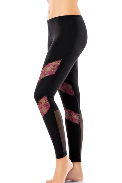 Derya Kurşun Tül Dantel Detaylı Kadın Tayt 0580 ürün görseli 1